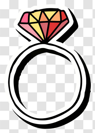 Cartoon - Stylized Ring With Red Gemstone Transparent PNG