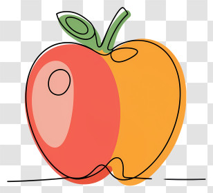Apple - Colorful Apple Illustration In Minimalist Style Transparent PNG