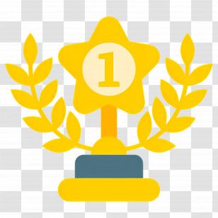 Trophy First - Golden Trophy With Star For Winning Transparent PNG