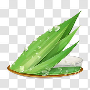 Aloe Vera - Fresh Aloe Vera Leaves With Droplets Transparent PNG