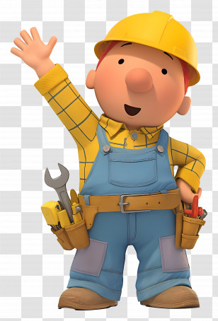 Bob The Builder - Cartoon Builder In Yellow Helmet Transparent PNG