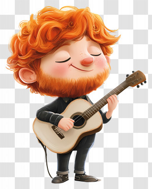 Ed Sheeran - Cartoon Guitarist Character Transparent PNG