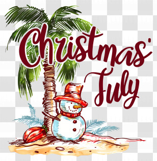 Christmas In July - Tropical Snowman Christmas Vibes Transparent PNG