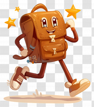 Cartoon Backpack - Animated Backpack With Stars Transparent PNG