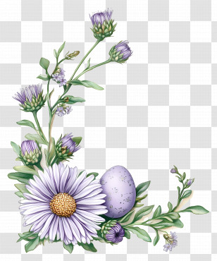 Easter Flower - Purple Flower And Egg Arrangement Transparent PNG
