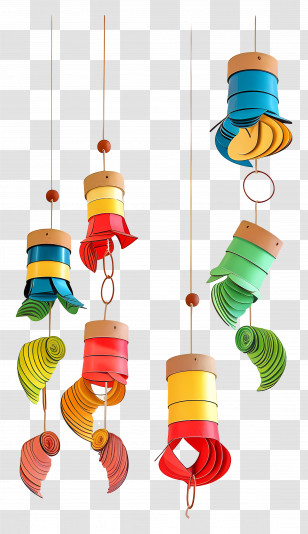 Wind Chimes - Colorful Hanging Paper Lanterns Transparent PNG