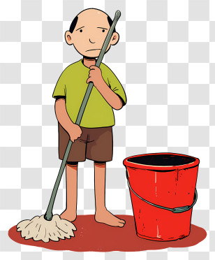 House Cleaning - Man Cleaning With Mop And Bucket Transparent PNG