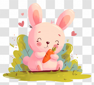 Cute Cartoon Bunny - Cute Cartoon Bunny Eating A Carrot Transparent PNG
