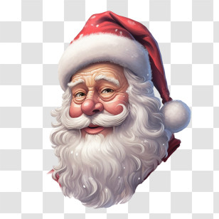 Santa Claus - Santa Claus With Red Hat And White Beard Transparent PNG