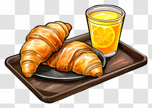 Breakfast - Classic Croissants And Refreshing Orange Juice Transparent PNG