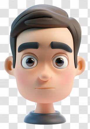 Man Face - 3D Cartoon Male Character Face Render Transparent PNG