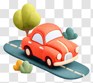 Car On The Road - Cute Toy Car On Road Transparent PNG