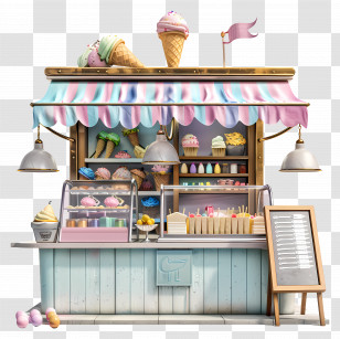 Icecream Stall - Pastel Ice Cream Booth Illustration Transparent PNG