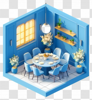 Dining Room - Cozy Blue Dining Room Transparent PNG