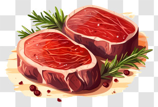 Beef Steaks - Fresh Raw Steak With Garnish Transparent PNG