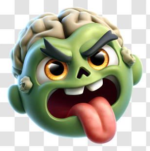 Zombie Emoji - Silly Zombie Brain Emoji Transparent PNG