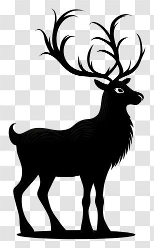 Reindeer Silhouette - Majestic Black Stag Silhouette Transparent PNG
