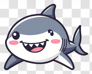 Cute Shark - Cartoon Shark With Cute Smiling Expression Transparent PNG