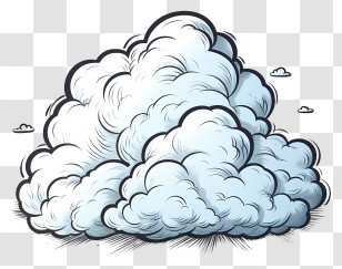 Sketch Cloud - Cartoon Styled Fluffy Cloud Drawing Transparent PNG