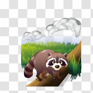 Cartoon Raccoon - Green - Fox On The Difficult Path Transparent PNG