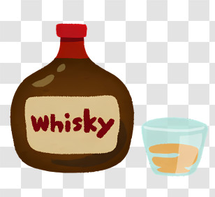 Wine - Whisky Bottle And Glass Transparent PNG