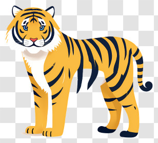 Tiger - Bright Tiger Illustration With Striking Stripes Transparent PNG