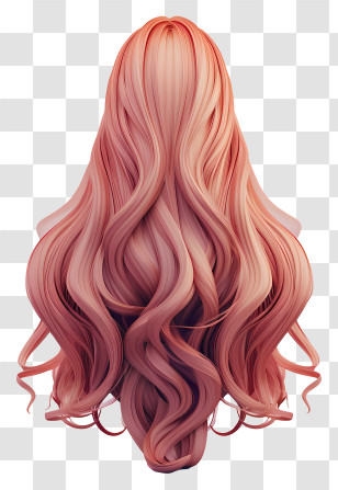 Long Hair Wig - Pink Long Wavy Hair Design Illustration Transparent PNG