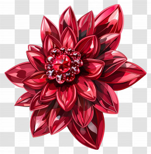 Ruby Flower - Red Flower With Gem Transparent PNG