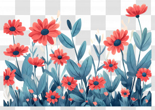 Flower Bush - Red Flowers In A Garden Transparent PNG