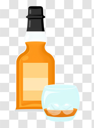 Icon - Whiskey Bottle With Glass Transparent PNG