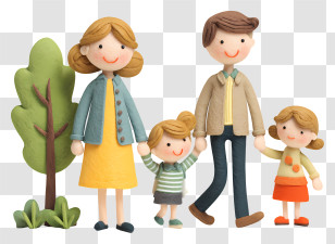 Family Walking Outdoors - Happy Family Cartoon Illustration Transparent PNG