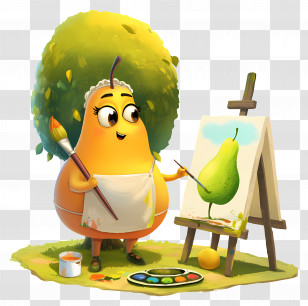 Cartoon Pear Painting - Pear Artist Painting A Pear Transparent PNG