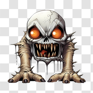 Halloween Claw - Creepy Skull With Glowing Eyes Transparent PNG
