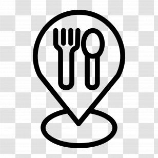 Food Logo - Restaurant Location Icon With Fork And Spoon Transparent PNG