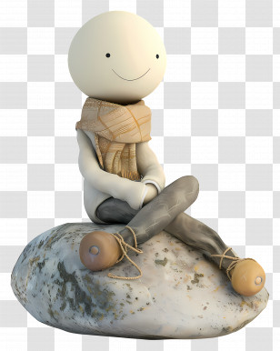 Stick Figure Sitting - Charming Cartoon Figure Sitting On A Rock Transparent PNG