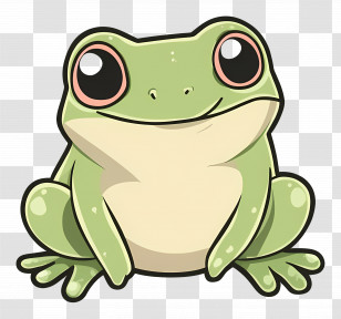 Kawaii Frog - Adorable Smiling Cartoon Frog Transparent PNG