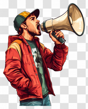 Man With Loudspeaker - Man Shouting With Megaphone Illustration Transparent PNG