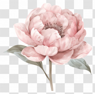 Peony Flower - Pink Peony Watercolor Illustration Transparent PNG