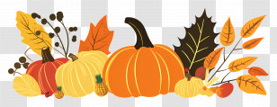 Thanksgiving - Autumn Pumpkin And Leaves Decoration Transparent PNG