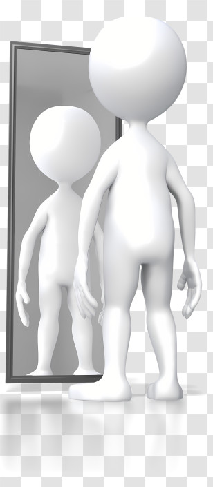 Stick Figure - 3D Figure Standing In Front Of A Mirror Transparent PNG