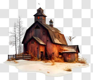 Abandoned Wooden Barn In Blizzard - Cozy Rustic Barn Transparent PNG