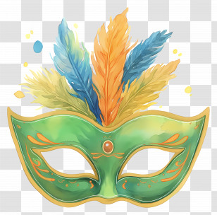 Brazilian Carnival Mask - Green Carnival Mask Transparent PNG