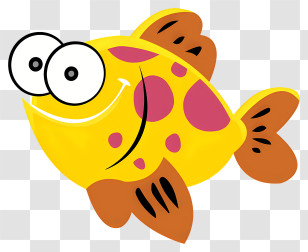 Cartoon Fish - Cartoon Illustration Of A Yellow Fish Transparent PNG