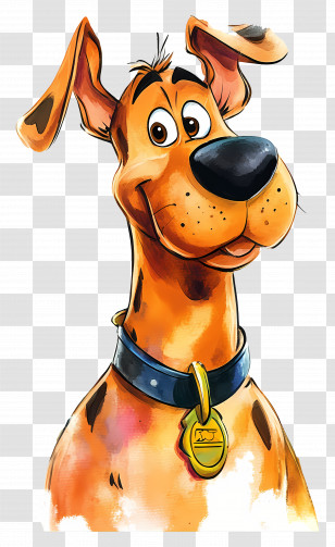Watercolor Scooby Doo - Cartoon Dog With Collar Transparent PNG