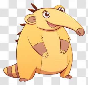 Cartoon Anteater - Yellow Cartoon Character Smiling Transparent PNG