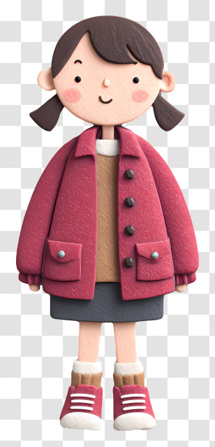Little Girl Wearing Jacket - Cute Girl In Red Coat Illustration Transparent PNG