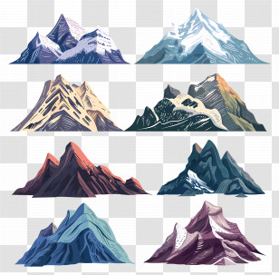 Mountain Range - Various Mountain Illustrations Transparent PNG