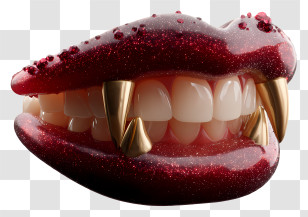 Vampire Fangs - Glam Vampire Teeth With Gold Fangs Transparent PNG