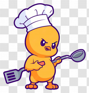 Chicken Cartoon - Chef Chick With Cooking Utensils Transparent PNG
