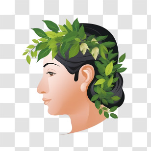 Abstract Face - Side Profile Of Woman With Laurel Wreath Transparent PNG